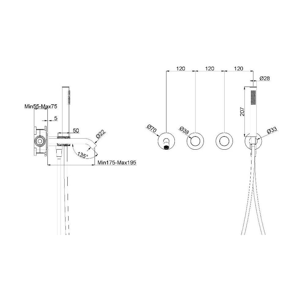 Смеситель встраиваемый Vincea Aura для ванны Хром глянцевый — изображение 3