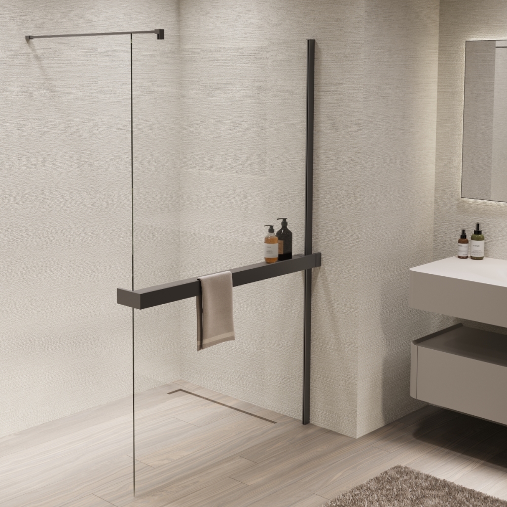 Душевая перегородка Vincea Walk-In Вороненая сталь / Прозрачное